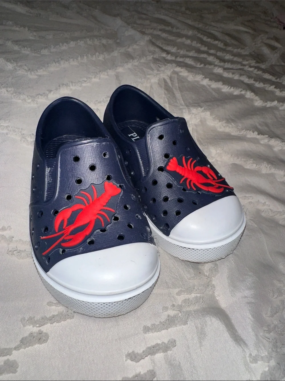 The Children's Place Navy Slip-On Sneakers with Red Lobster Accents
